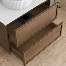 Cali 750mm Walnut Wall Hung Vanity with Basin & Shaving Cabinet Package